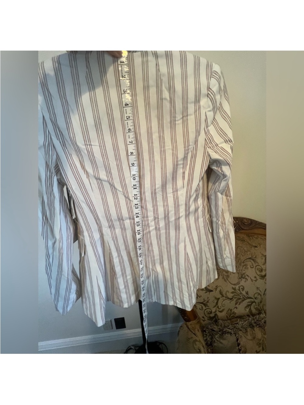 1.STATE Cream and Brown Striped Double-Breasted Blazer - Picture 8 of 12